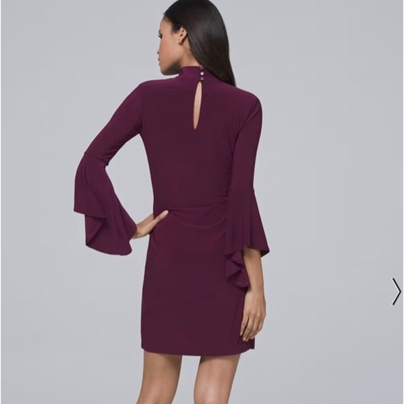 WHBM MOCK-NECK KNIT SOFT SHIFT BELL SLEEVE RICH PLUM SIZE S - Picture 3 of 14